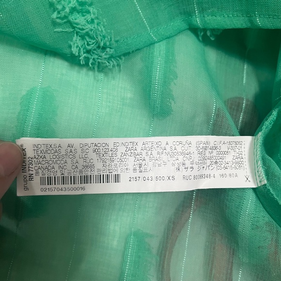 Zara Women’s Sea Foam Green Sheer Blouse / Top, Bishop Sleeves, XS - Picture 9 of 14